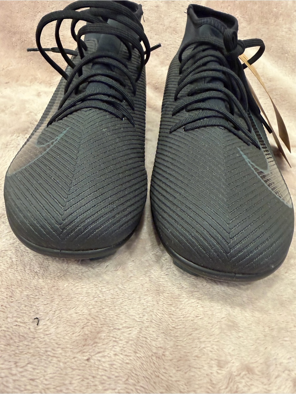 Nike Black Men's Turf Soccer Cleats with Subtle Dark Gray Swoosh